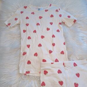 H&M Kids Cream Pajamas with Pink Strawberry Print